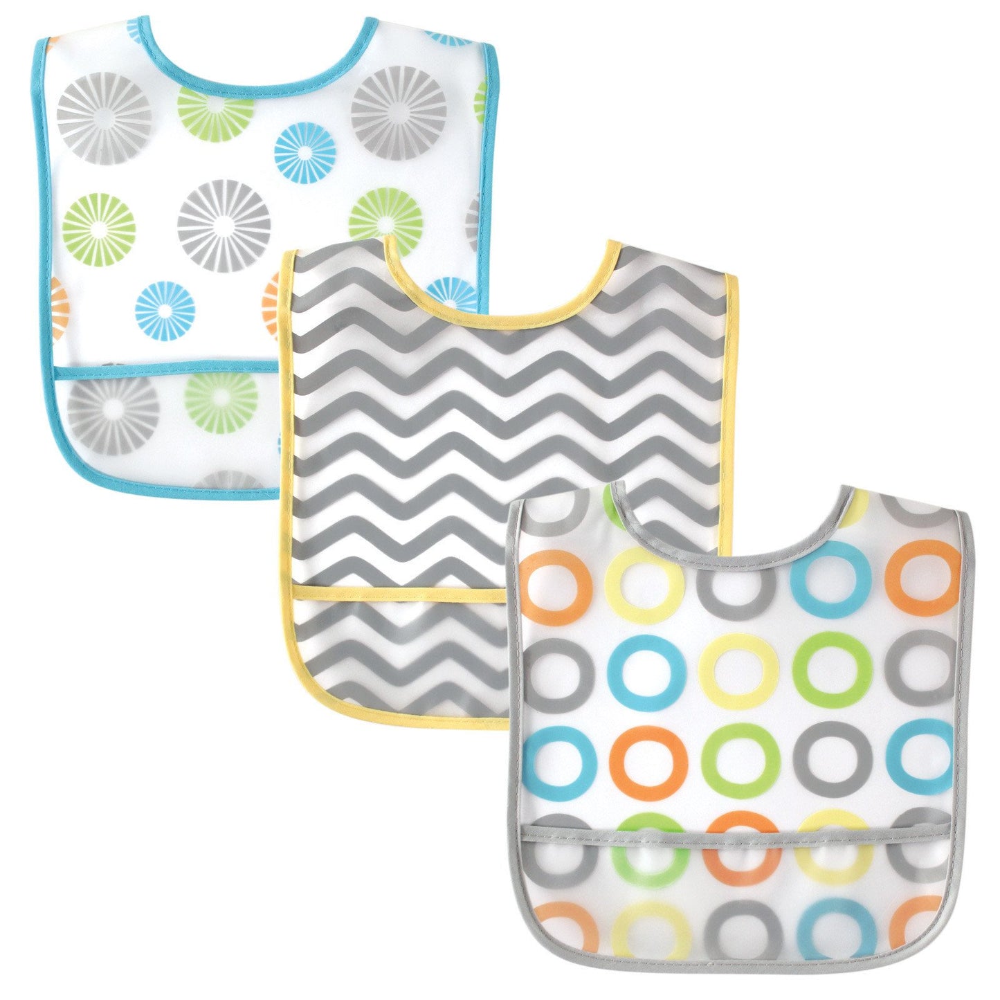 Luvable Friends Unisex Baby Waterproof Peva Bibs, Yellow Circle, One Size