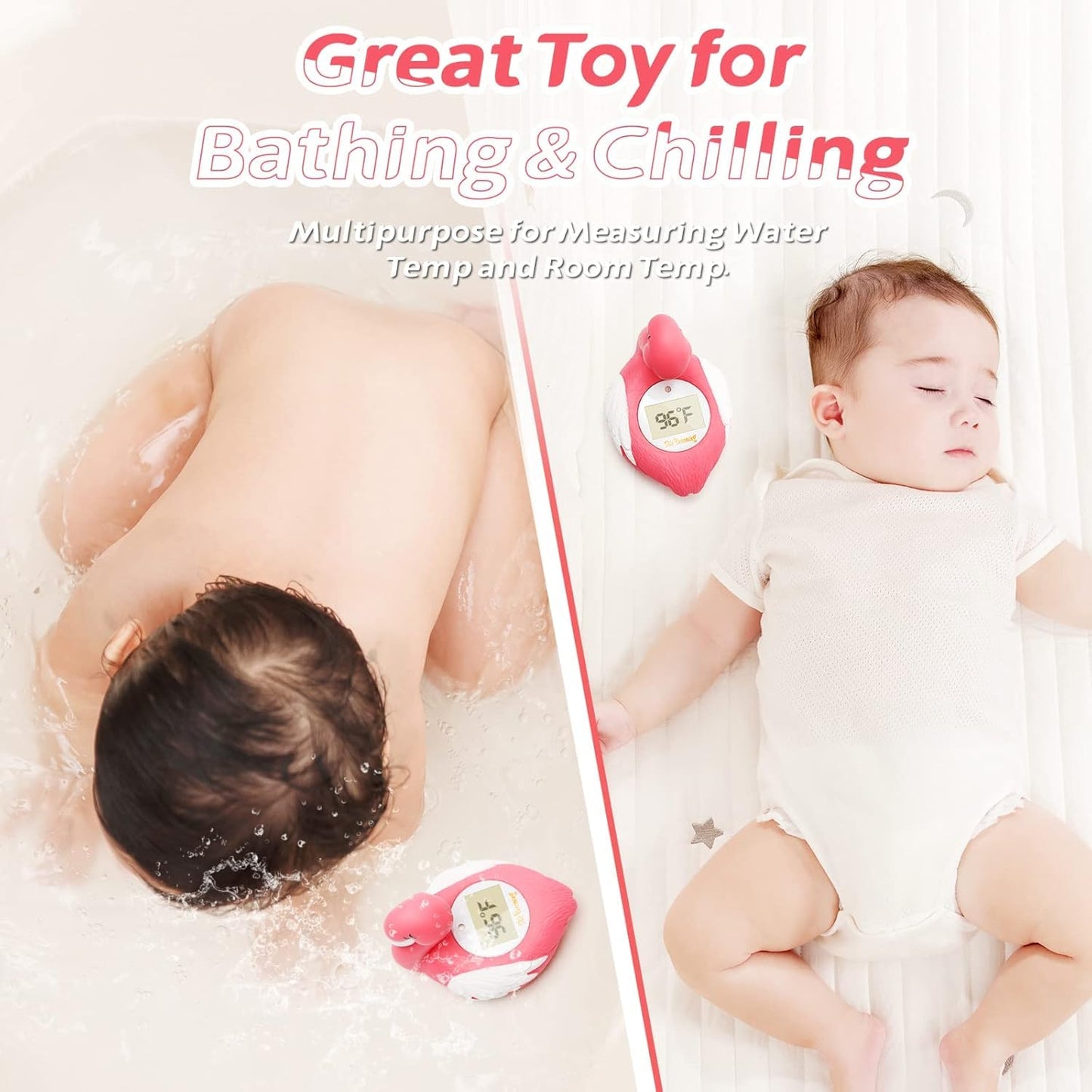 Upgrade Baby Bath Thermometer Baby Safety Baby Thermometer For Infants Bath Temp Thermometer For Baby ?/? Flamingo