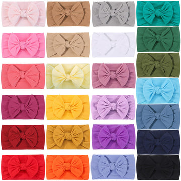 Alinmo 25Pcs Baby Nylon Headbands Soft Hairbands Hair Bow Elastics For Baby Girls Newborn Infant Toddlers Kids