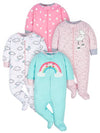 Gerber Baby Girls 4 Pack Sleep 'N Play Footie Cloudy Preemie