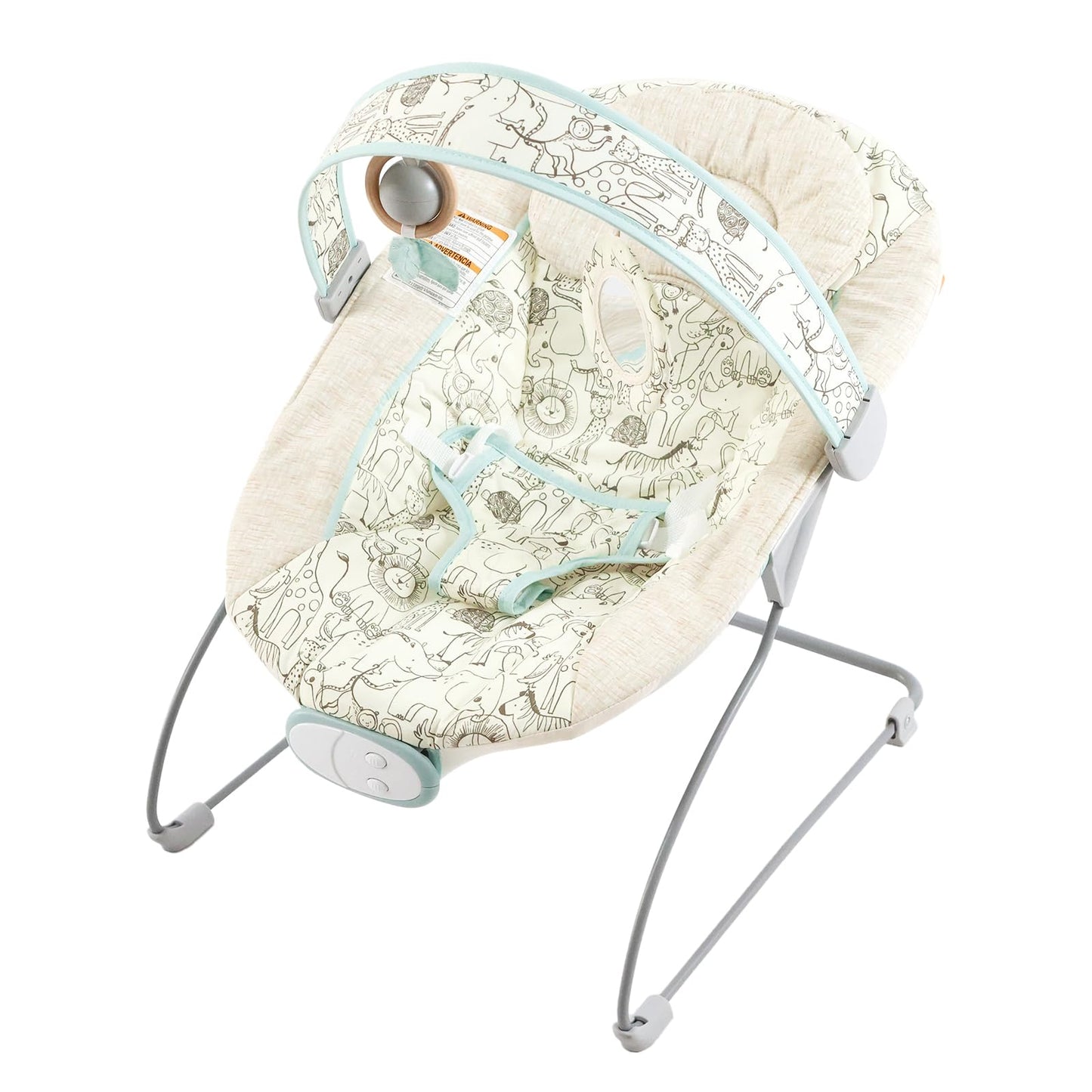 Otrolepota Baby Bouncer, Infants Bouncy Seat with Music and Vibrations,Portable Baby Rocker with Hanging Grasping Planet & Mirro