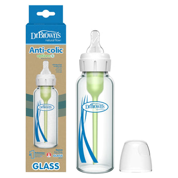 Dr. Brown'S Natural Flow Options + Narrow Glass Baby Bottle, Clear, Single, 8 Oz