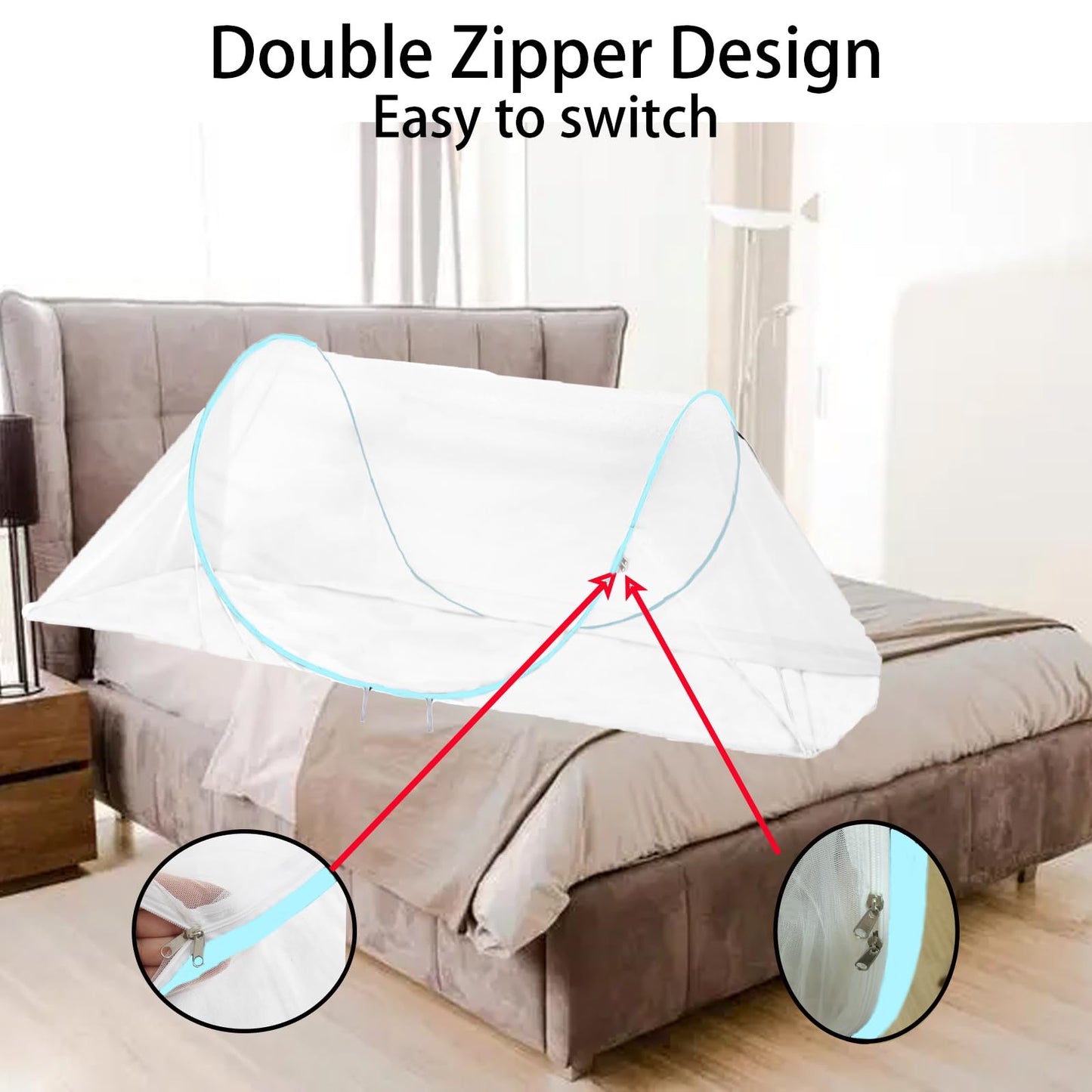 Cmingj Large Pop Up Mosquito Tent, Portable Foldable Mosquito Net For Bed Camping Travel Patio (78 * 31 * 22Inch) (Blue Adjustab