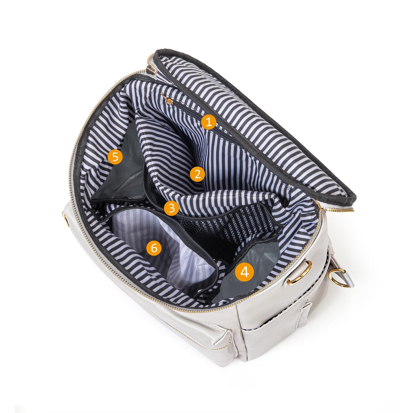 Minsong Diaper Bag Backpack, Fashion Leather Mommy Backpacks, Travel Baby Diaper Bags With In Bag Organizer And Changing Pad (Pe