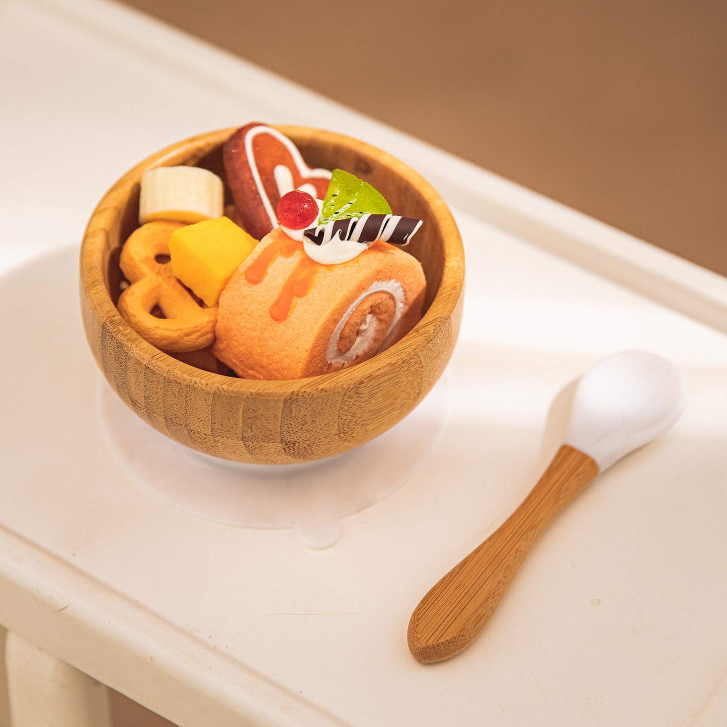 Baby Bamboo Bowls With Suction And Matching Spoon Set, 3 Piece Feeding Supplies Set For Infant, Toddlers, Detachable Silicone Su