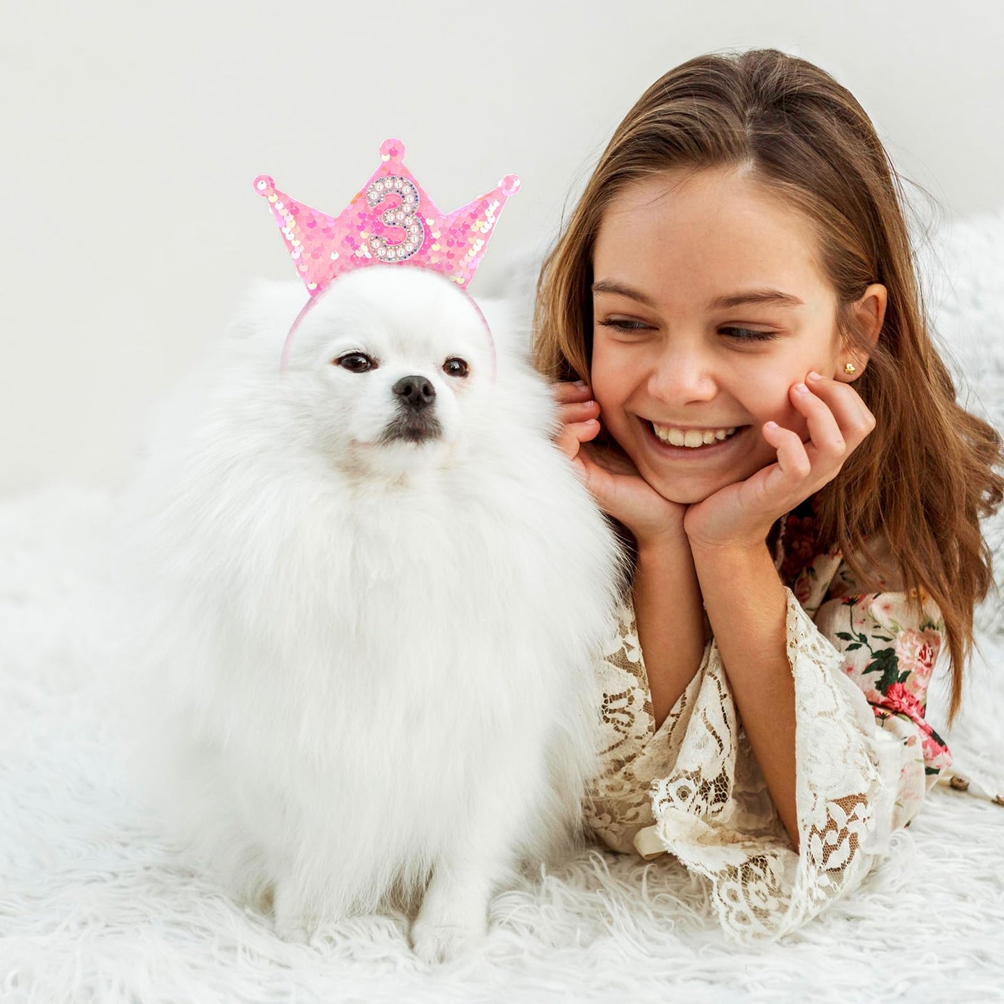 Gjinxi 3Rd Birthday Decorations For Girl, Glitter Birthday Girl Headband Princess Crowns For Little Girls, 3 Year Old Girls Crow