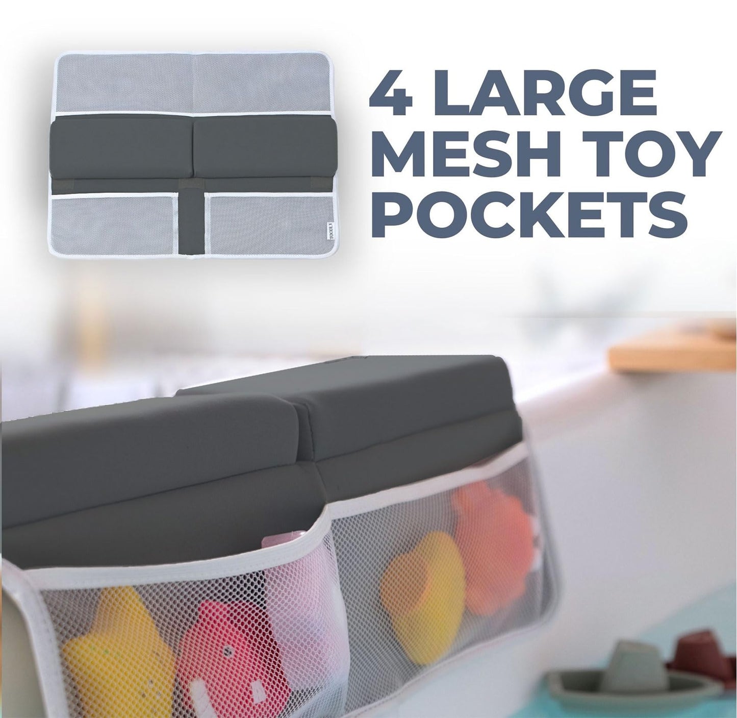 Toodly Baby Bath Kneeler And Elbow Rest Pad Set - Baby Bath Support For Knees And Elbows - Bath Kneeler Pad With Memory Foam And