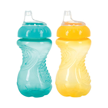 Nuby 2-Pack No-Spill Easy Grip Cup, 10 Ounce, Colors May Vary