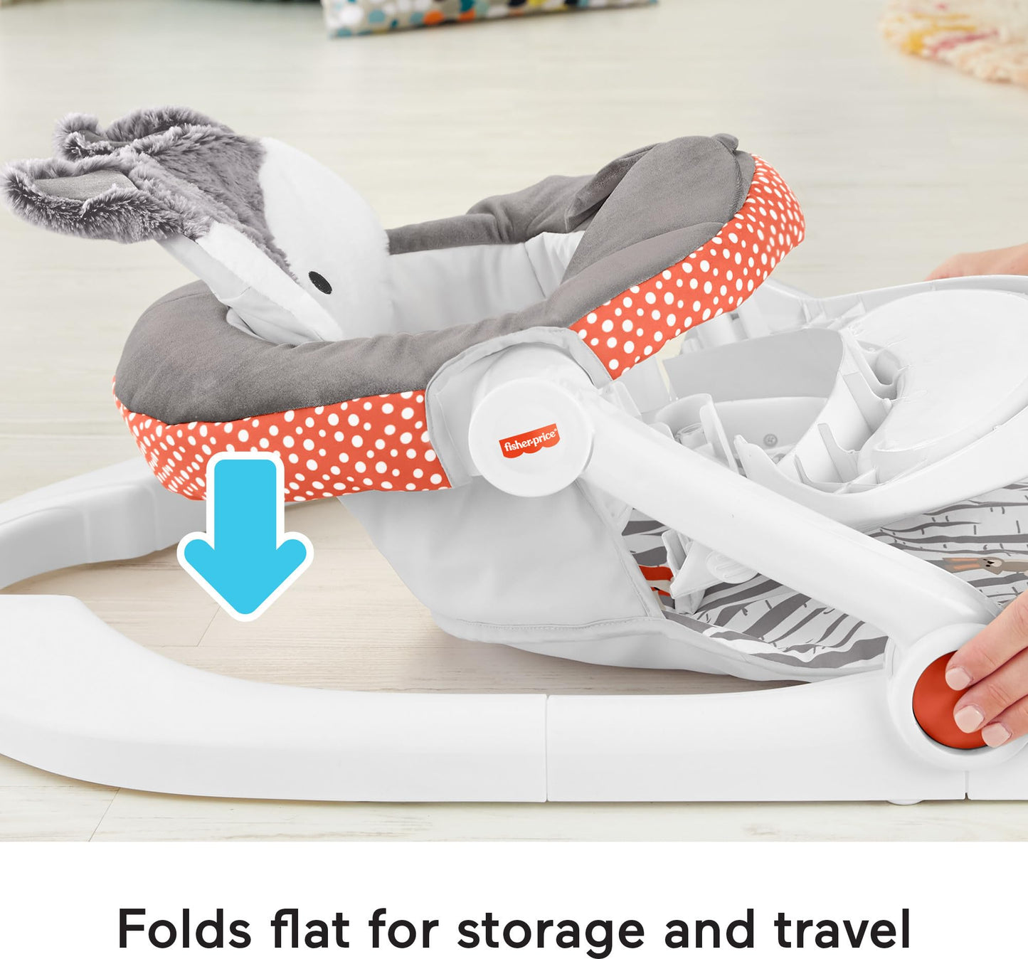 Fisher-Price Portable Baby Chair Premium Sit-Me-Up Floor Seat With Snack Tray, Toy Bar & Plush Washable Seat Pad, Peek-A-Boo Fox