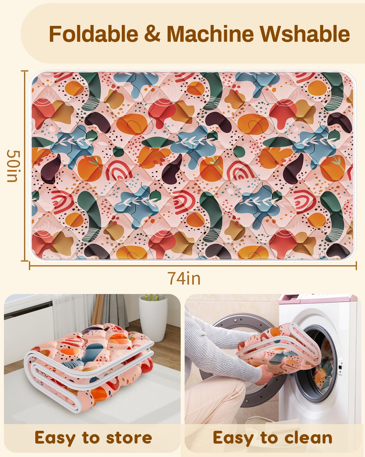 Jaobeem Baby Play Mats For Floor, Foldable 74X50 Playpen Mat, Thicken Cushioning Padding Playmate For Baby And Toddlers Infants,