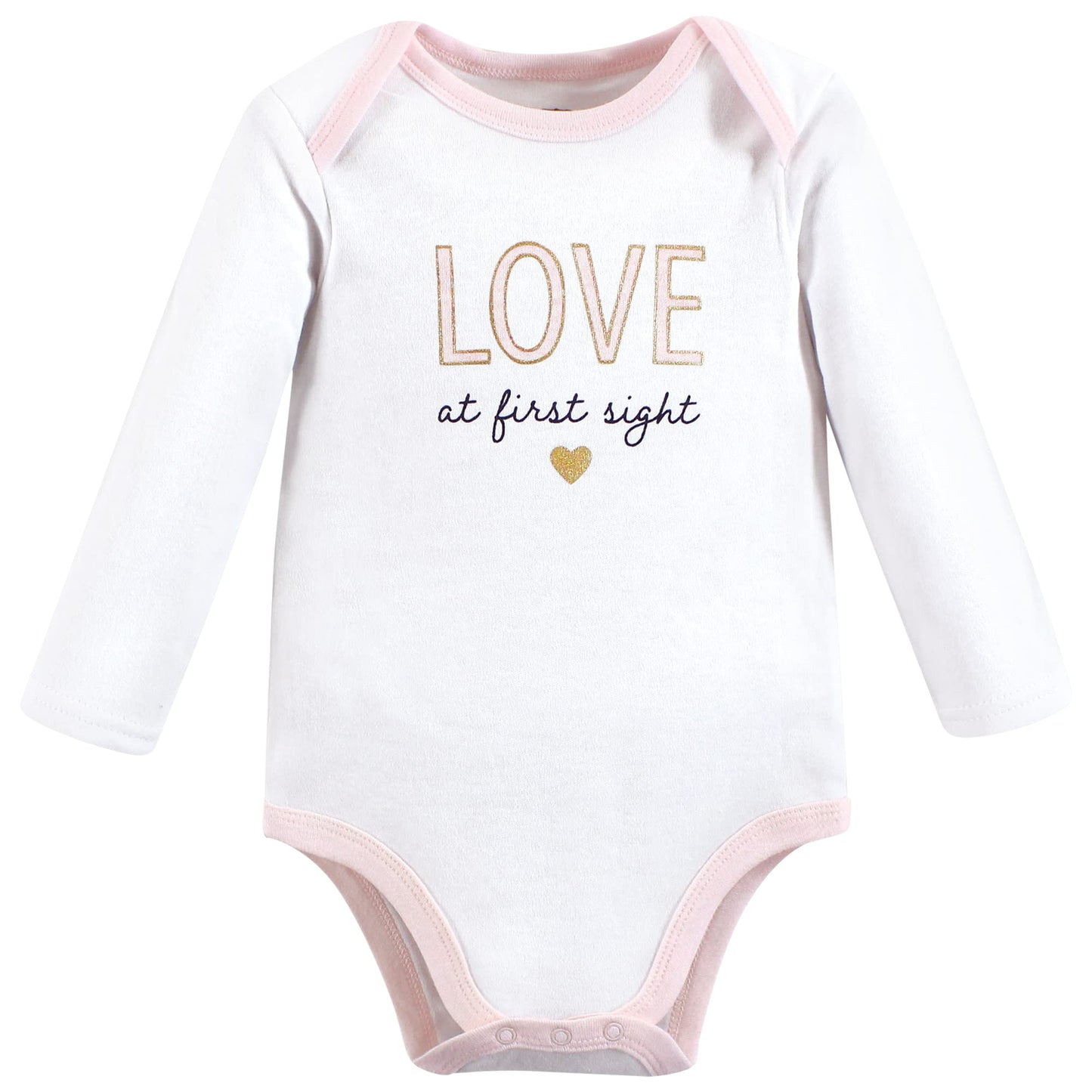 Hudson Baby Unisex Baby Cotton Long-Sleeve Bodysuits, Love At First Sight, 6-9 Months