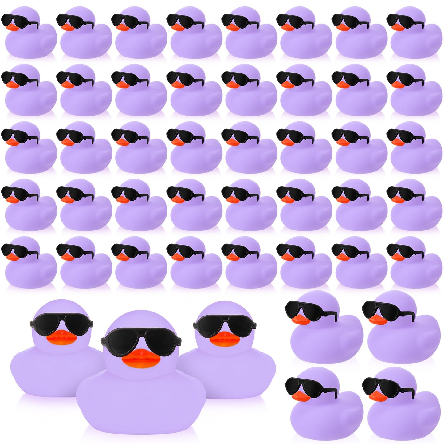 Sosation 36 Packs Mini Rubber Ducks with Sunglasses Sets 2.2 Inch Bath Squeaky Rubber Duckies Cute Float Bathtub Toys for Christ