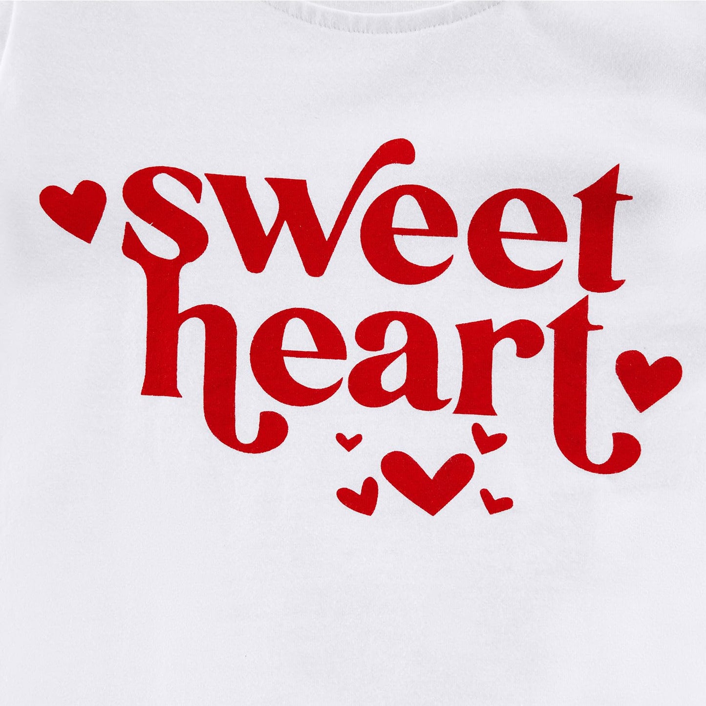 Ninobebe Toddler Girl Valentines Day Outfit Love Heart T-Shirt Bell Bottom Pants Headband 3Pcs Summer Clothes Set 2-3T