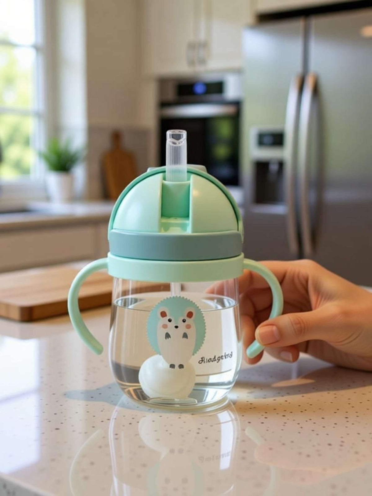 Baby Sippy Cup with Straw and Dual Handles, Mint Green,pack of 1