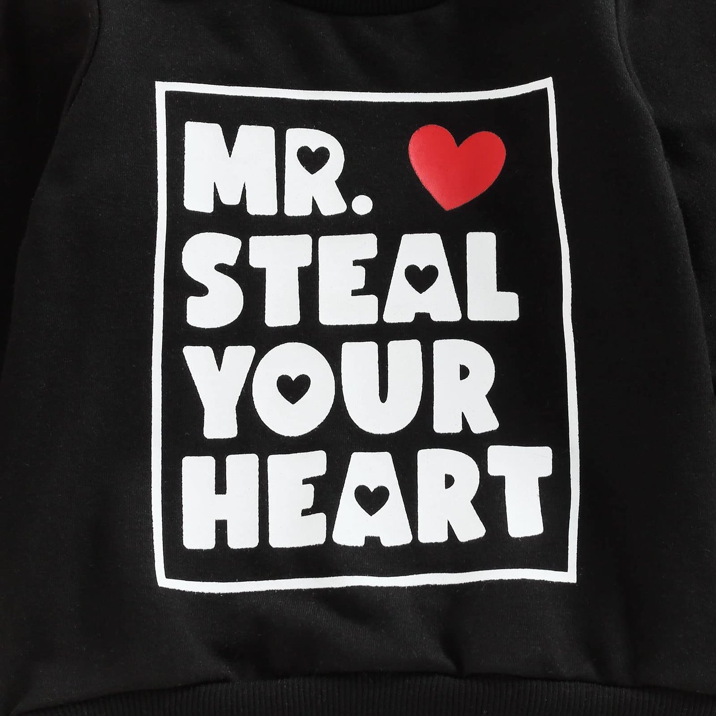 Engofs Toddler Baby Girl Boy Valentine'S Day Outfit Letters Crewneck Sweatshirt Pullover Tops Fall Winter Clothes Black 6-12 Mon