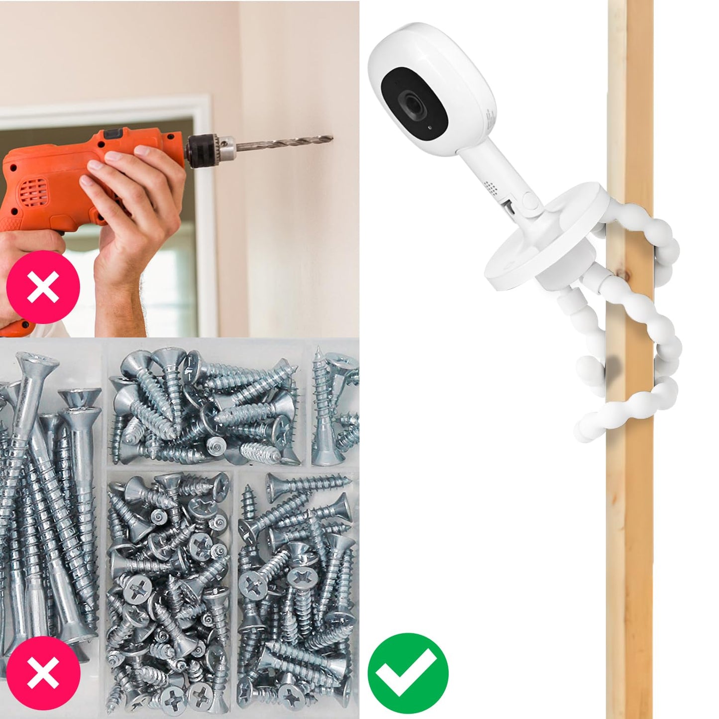 Flexible Baby Monitor Mount Compatible With Nanit Pro Smart Baby Monitor & Flex Stand Baby Monitor, Tripod Baby Camera Mount, Pe