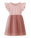 Twkioue Toddler Baby Girl Tutu Tulle Dress Ruffled Sleeve Fluffy Sundress 817 Dark Pink 130