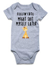 Funnycokid Newborn Baby Boys Girls Feelin Cute Might Shit Myself Later Bodysuit Grey Short Sleeve Romper Unisex Announcement Sho