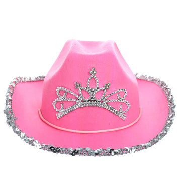 Giftexpress Child Led Blinking Pink Tiara Cowgirl Hat Light Up Cowboy Hat - Child Size