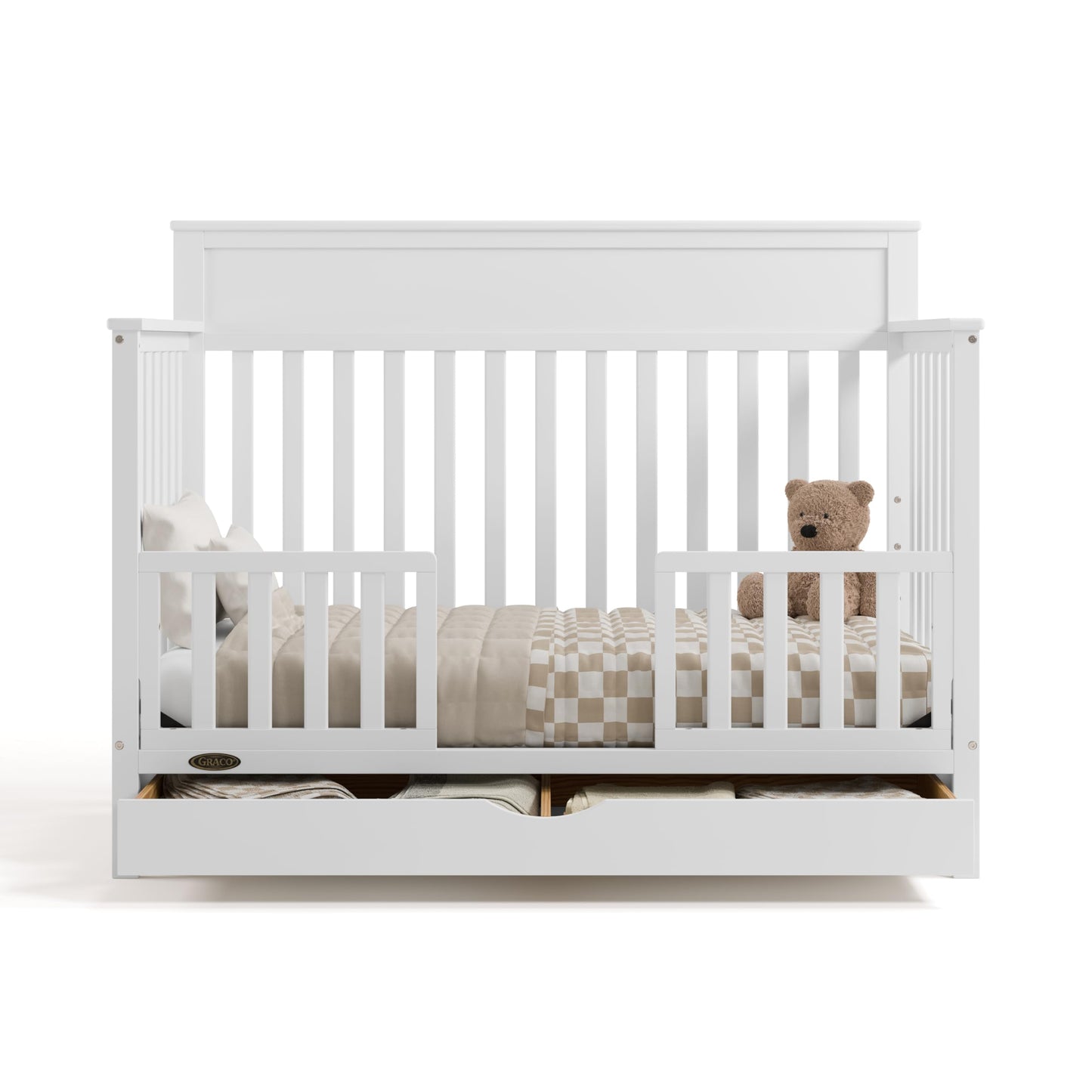 Graco Shiloh 5-In-1 Convertible Crib With Drawer - Greenguard Gold Certified Baby Crib Crafted From Wood, Converts To Toddler Be