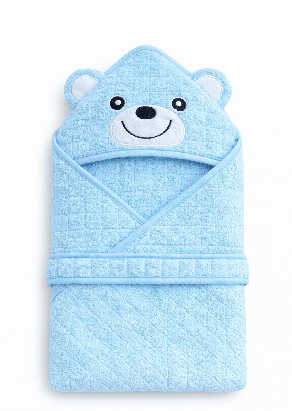 Hi mom Baby Hooded Towel, Blue, Bear Design, Soft Bath Wrap for Newborns and Infants (Blue)