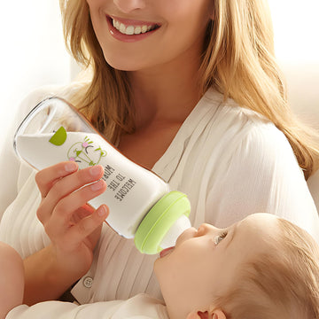 Yohkoh Natural Glass Baby Bottle With Natural Response Nipple, Newborn Anti-Colic Baby Bottles, Wide Neck Mushroom Cap Baby Bott