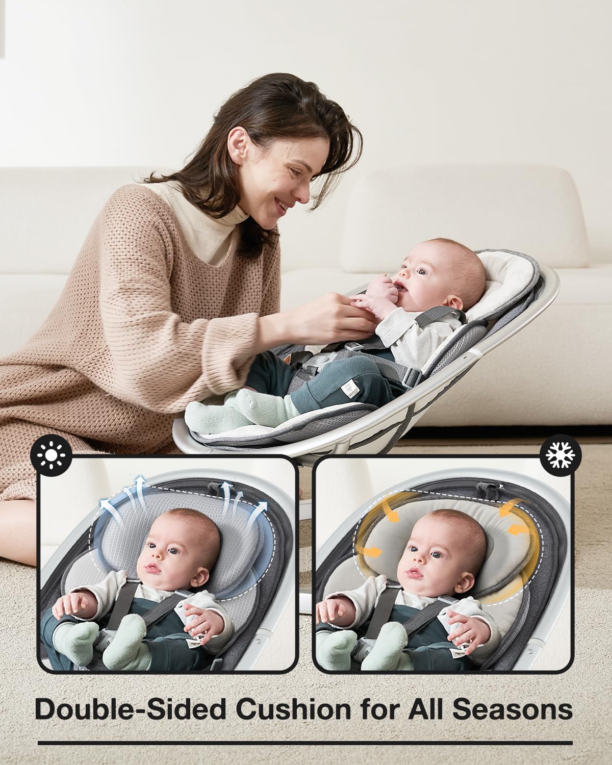 Baby Swings For Infants, Infant Swings With Music, 5 Speeds And Remote Control, Compact Baby Swing For Newborns Boys Girls