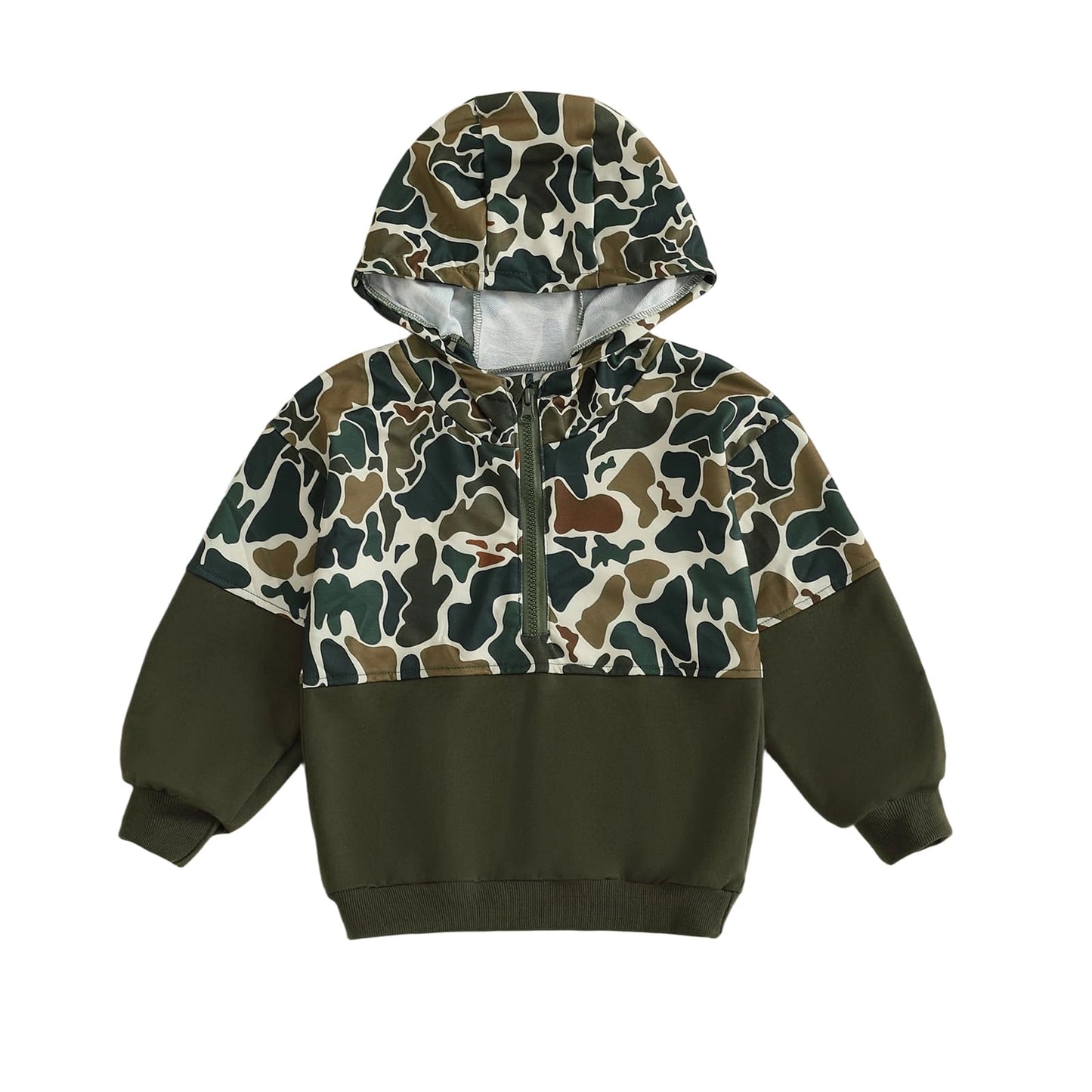 Fernvia Toddler Baby Boy Clothes Camouflage Half Zip-up Long Sleeve Hoodies Sweatshirt Casual Pullover for Kids boys (C Green, 5