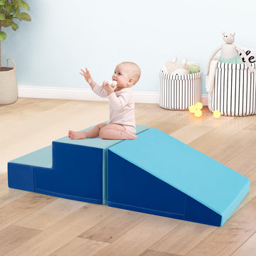 Olakids Climbing Toys For Toddlers, Indoor Baby Foam Climbing Blocks Soft Play Set With Pu Leather, Kids Climb And Crawl Playset