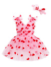 Imekis First Valentines Day Baby Girl Outfit: Toddler Valentines Day Dress Newborn Romper Tulle Tutu Infant Cupid Outfit Fairy D