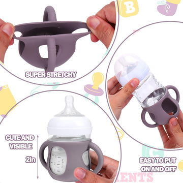 Busoha 3 Pack Silicone Sleeves For Avent Natural Baby Bottles - Drop Protection Baby Bottle Sleeves With Handle For Avent Natura