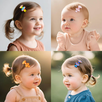 60Pcs Baby Girl Hair Bows 1.6 Inch Mini Tiny Small Fully Lined Clips For Infant Toddlers (30 Pairs)