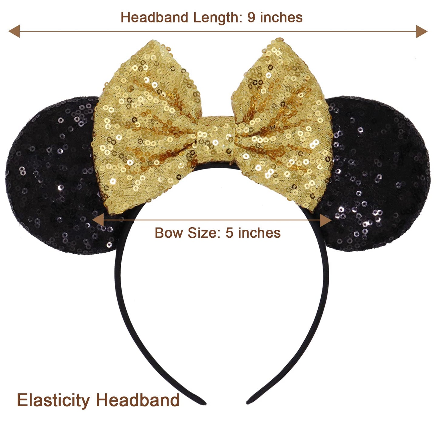 Lihelei Minnie Ears Mouse Ears Headband With Leopard Bows, Party Decoration Headbands For Halloween Costume, Headwear Hair Acces