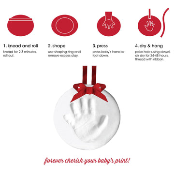 Pearhead Babyprints Christmas Ornament, Baby'S First Christmas Holiday Keepsake, Newborn Handprint Or Footprint Clay Kit, Easy N