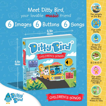 DITTY BIRD Musical Books for Toddlers | Fun Childrens Nursery Rhyme Book | The Wheels On The Bus Book with Sound | Interactive