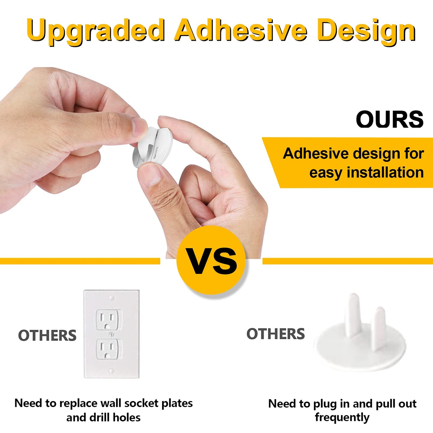 Outlet Covers (45 Pack) Self-Closing Outlet Plug Covers 3-Prong Swivel Electrical Outlet Protectors For Baby Upgraded Adhesive I