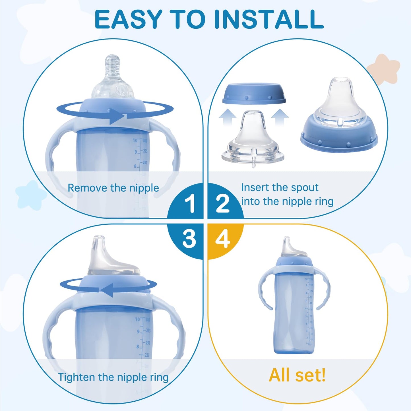 8Pack Replacement Silicone Spout Compatible With Nuk, Soft Spout Replacement For Nuk Active And Learner Cups, Easy Transition Fr