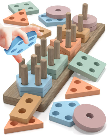 Zartores Montessori Toys for 1 2 3 Year Old Boys Girls, Shape Sorter Wooden Toys for Toddlers 1-3, Toddler Toys Age 1-2, 1 2 3 Y