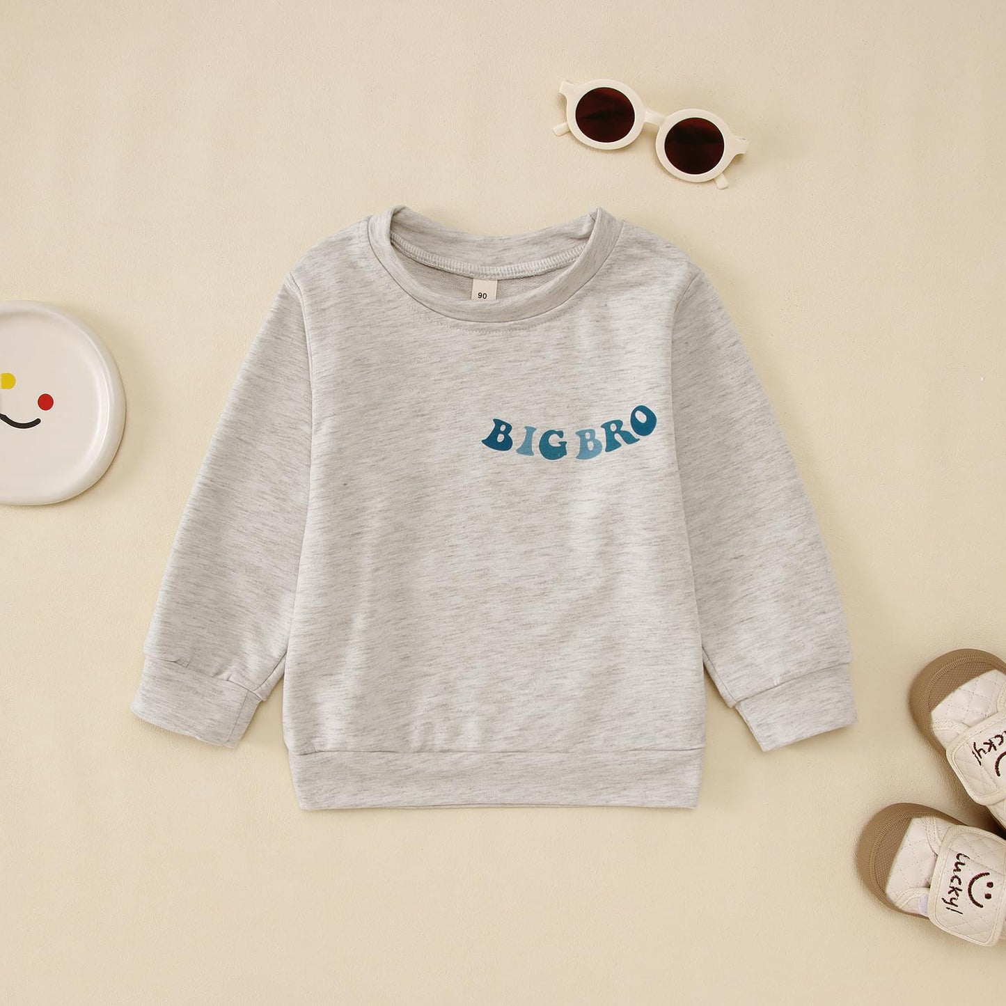 Boutikome Big Brother Sweatshirt Toddler Baby Boy Cool Big Bro Club Shirts Announcement Pullover Long Sleeve Fall Tops(Grey,3-4T