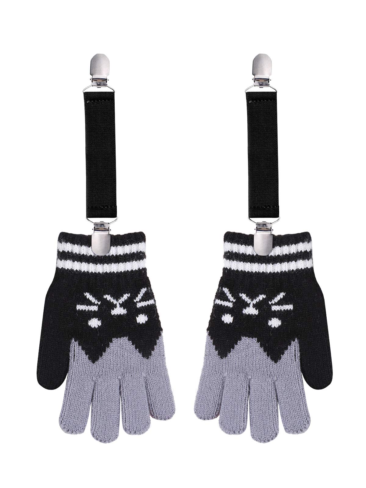 Century Star Elastic Mitten Clips For Toddlers Glove Clips For Kids Babys Adults Winter Boys Girls Mitten Clips 2 Pairs Black&Na