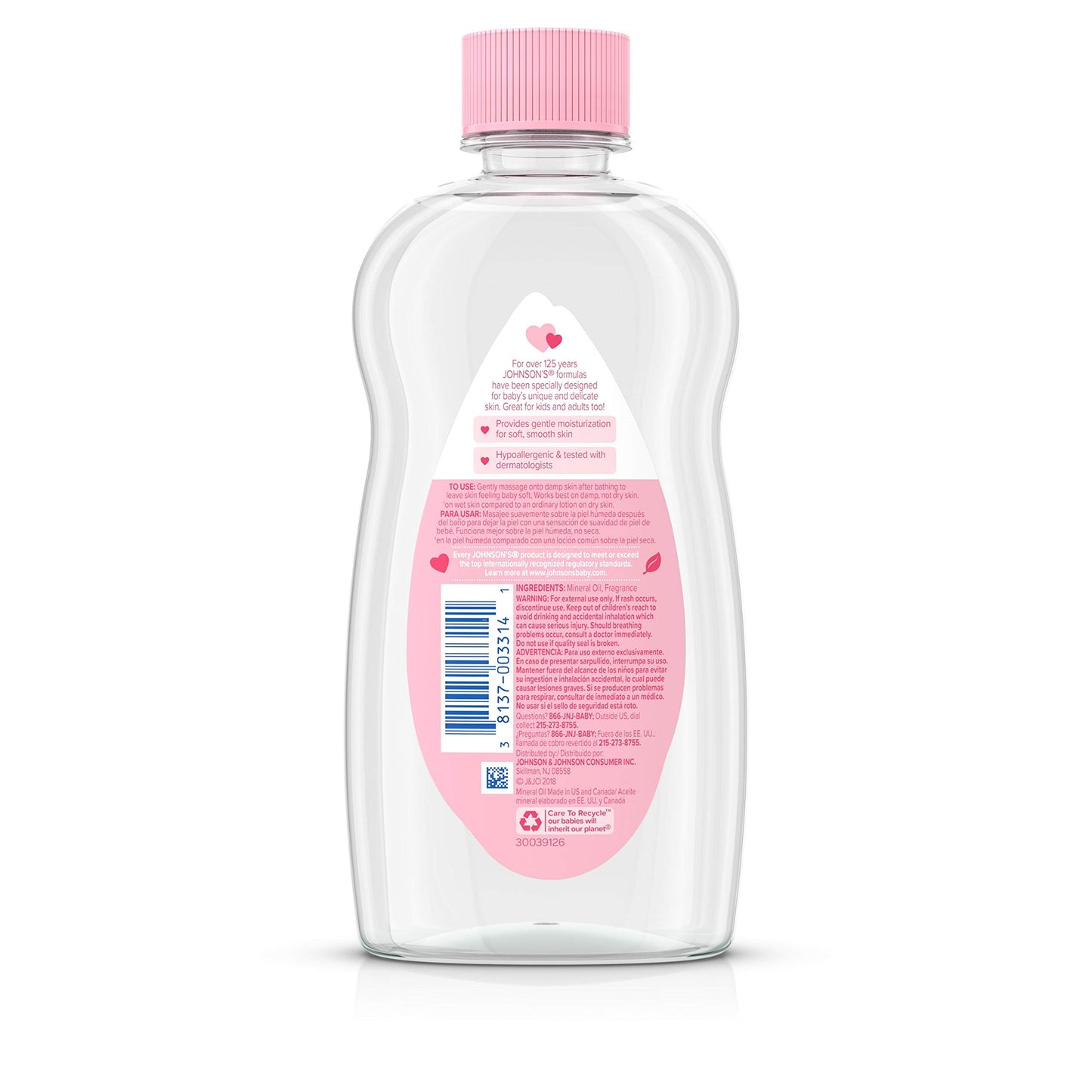 Johnson & Johnson Baby Oil Pure Mineral Oil To Prevent Moisture Loss Original Fl, 14 Fl Oz, (Single Pack)