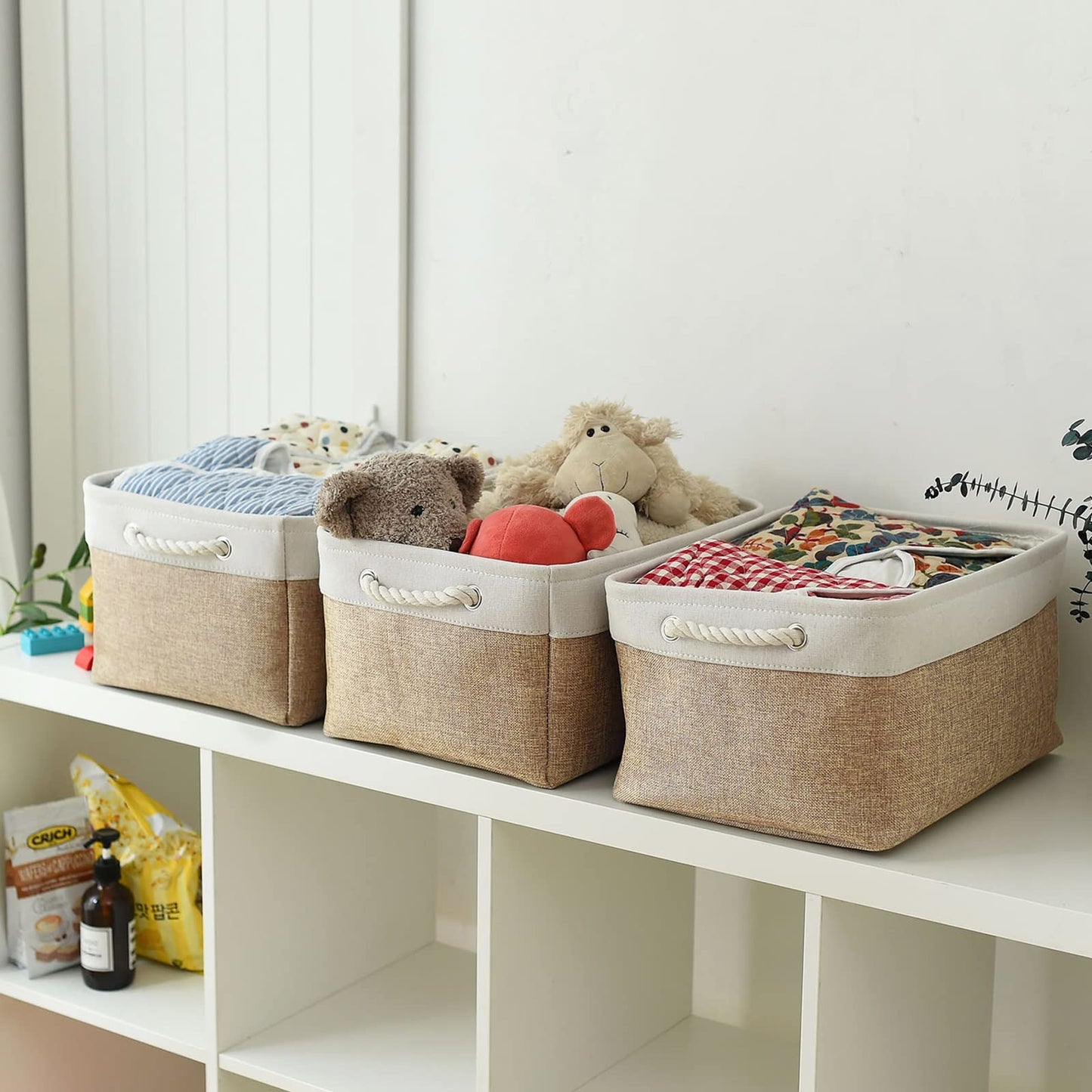 Sacyic Fabric Storage Baskets Rectangular Baskets Baskets For Organizing Fabric Basket For Shelves Decorative Baskets For Toys E