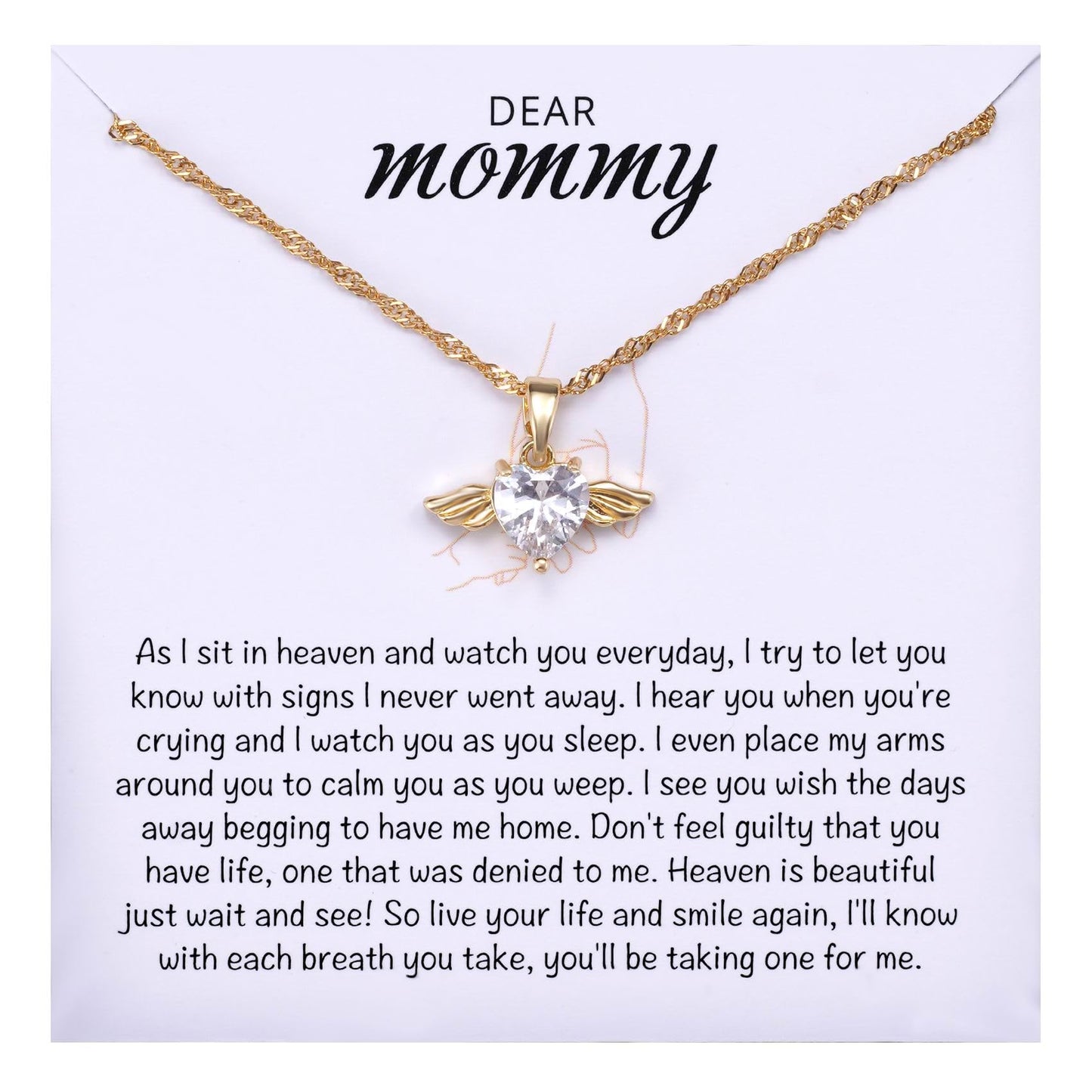 MIXJOY Mama of an Angel Baby Necklace, Angel Wings Heart Necklace for Angel Mom, Miscarriage Gift for Loss of Baby Mother, Infan