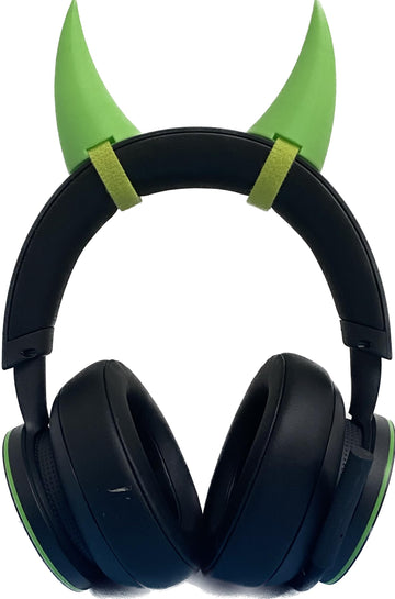 2X Demon Horns For Headset/Cosplay - Made In Usa -16 Colors Combos (Green Light)