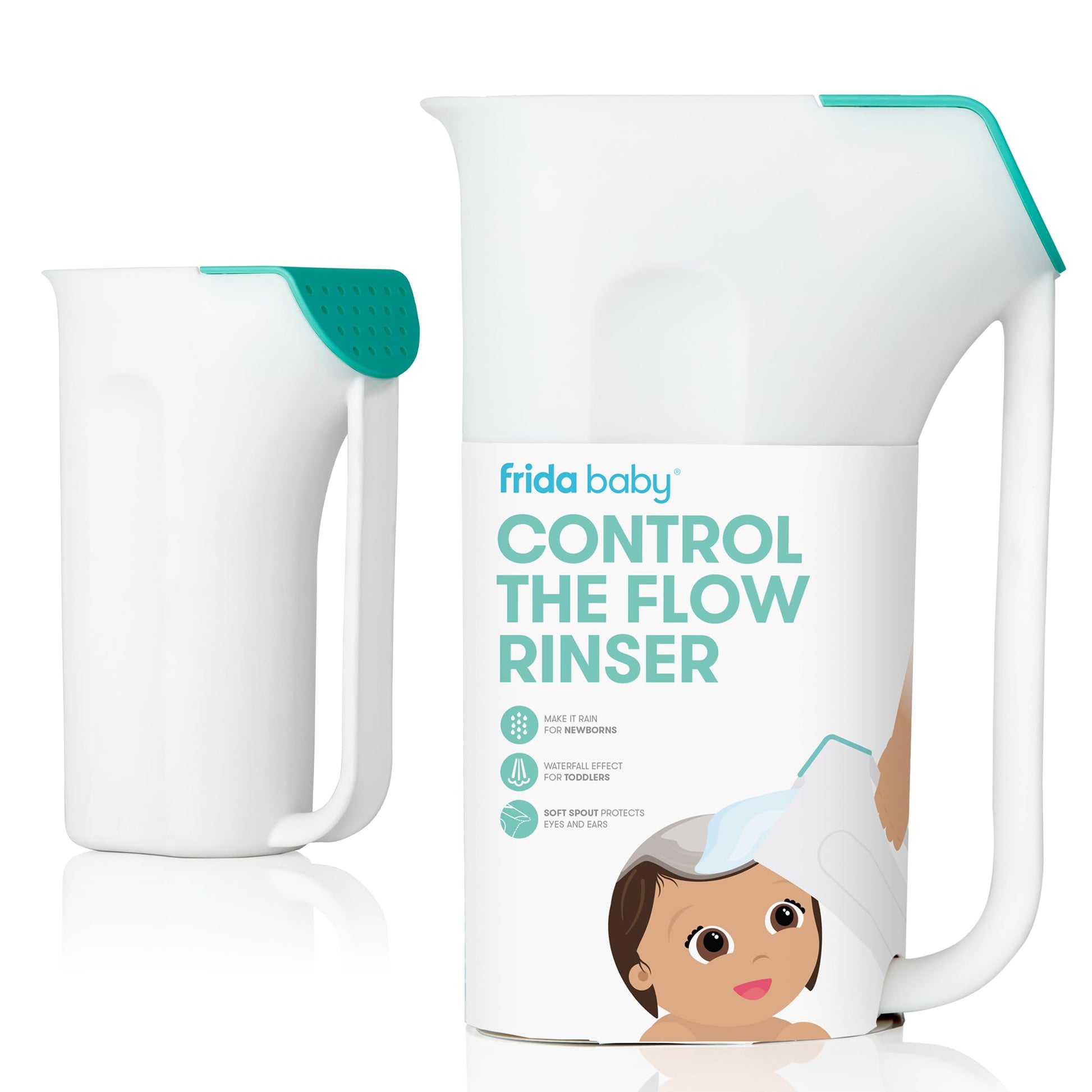 Frida Baby Control The Flow Bath Rinse Cup | Rinser Cup To Wash Hair + Body | Rinser Cup For Bath Time With Easy Grip Handle + R