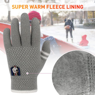 Pkween Winter Gloves For Toddler Kids - 3 Pairs Boys Girls Soft Warm Wool Lined Gloves Full Finger Children Thermal Knit Gloves