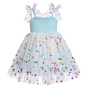 Baby Girls Sequin Polka Dot Tutu Dress Summer Sleeveless Backless Princess Birthday Party Dresses Toddler Little Girl First Comm
