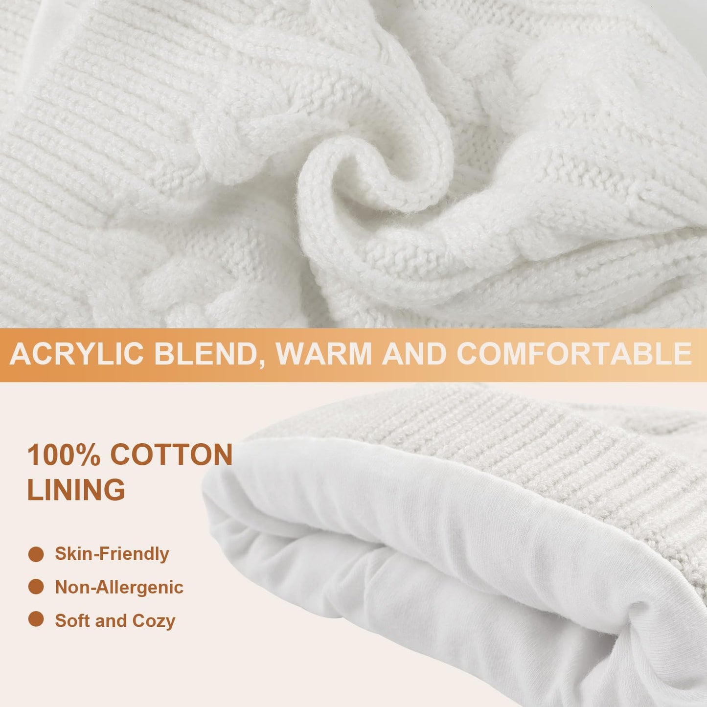 Jangannsa Winter Warm Knitted Baby Hat For Girls Cotton Lined Infant Toddler Hat Autumn Cute Bow Classic Girls Beanie 0-6Y(M,Whi