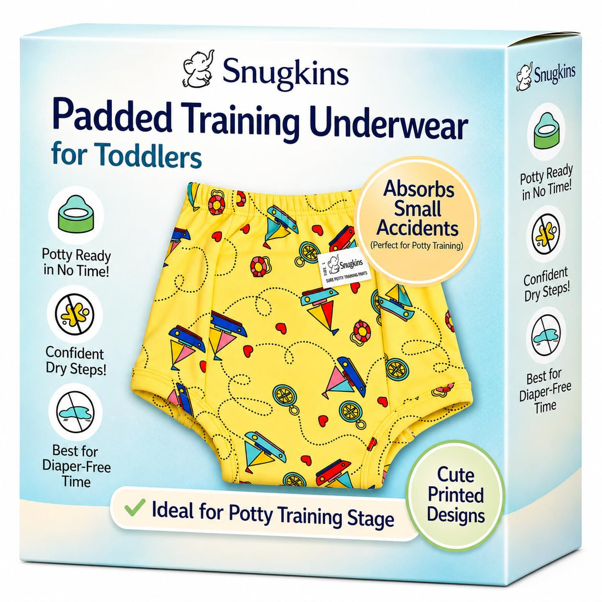 Snugkins Potty Training PullUp Pants | Padded Underwears For Babies/Kids/Toddlers. (In, Age, 12 Months, 24 Months, Pack Of 1