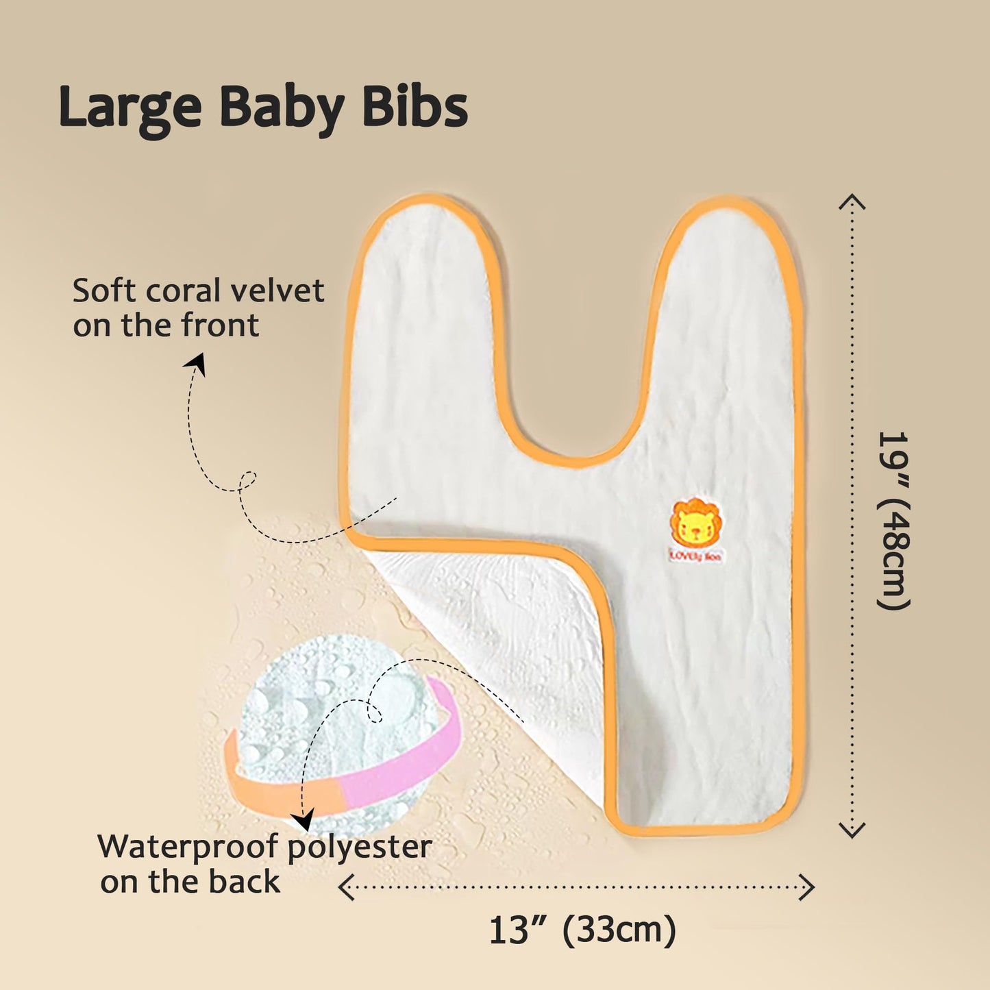 Hwieccogts 3 Pack Large Bib For Baby Girls Or Boys, Toddler Bibs,Soft Face Towel Bibs, Waterproof Bibs For 2-4 Years Kids (Pink